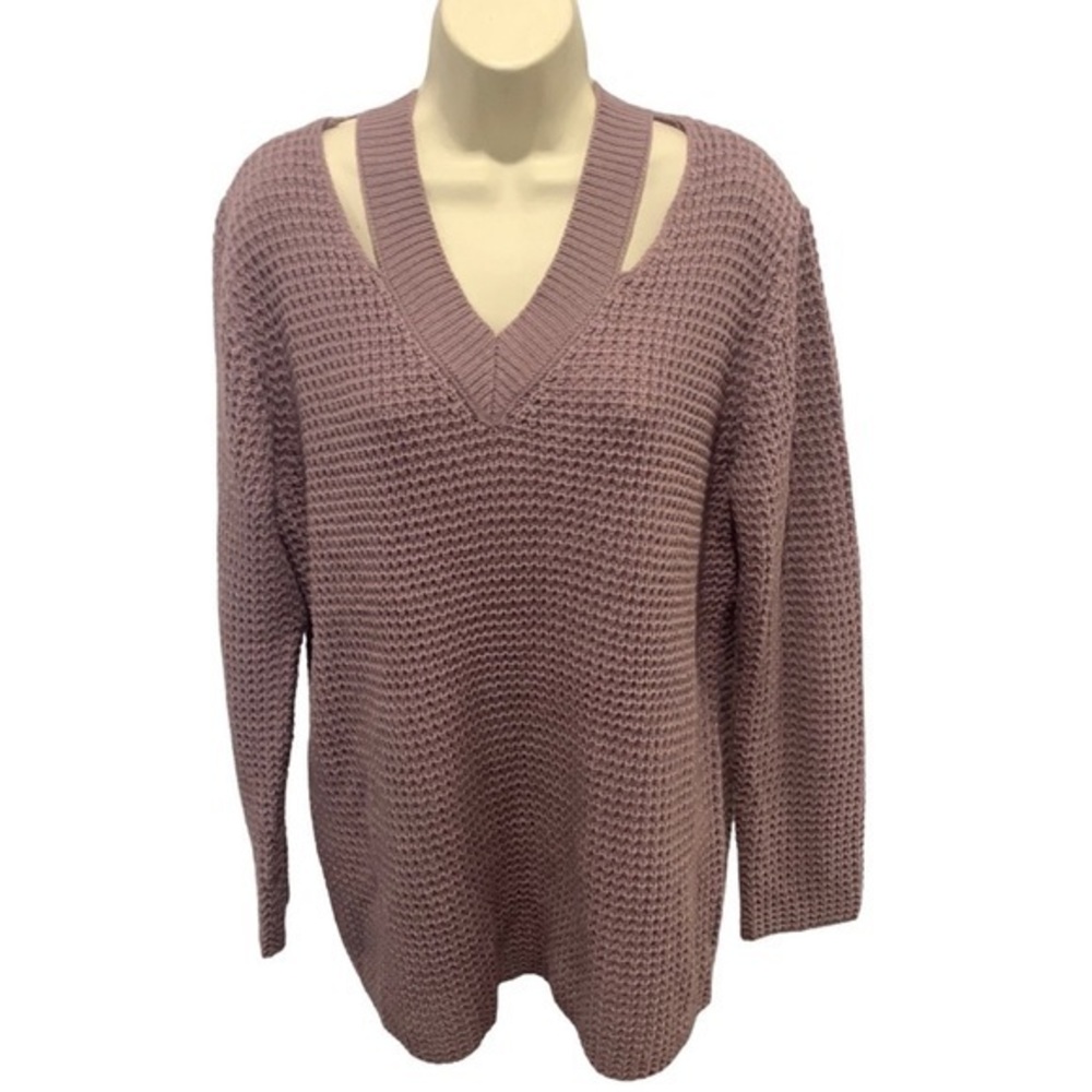 Vibrant Purple Hooked Up Knit Sweater Withβ Deep V Cutouts Size Large